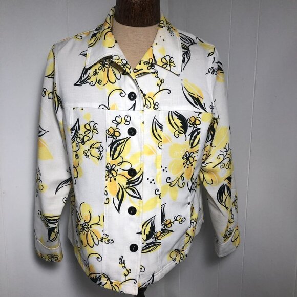 Womens Vintage White/yellow/black jacket. Size 14 - Picture 2 of 9